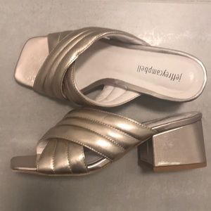 Gold x band mule sandal